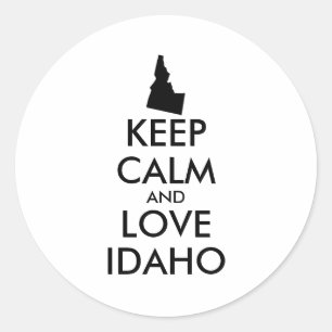 Customisable KEEP CALM and LOVE IDAHO Classic Round Sticker