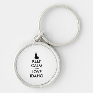 Customisable KEEP CALM and LOVE IDAHO Key Ring