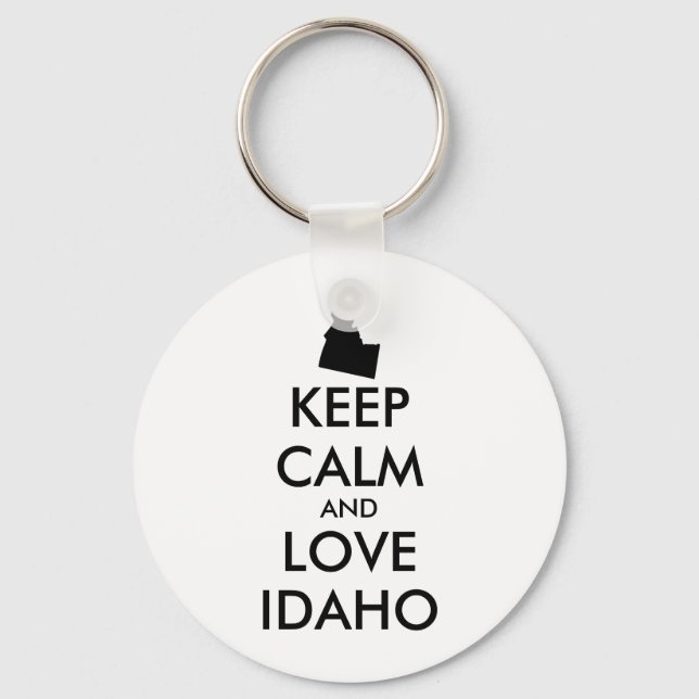 Customisable KEEP CALM and LOVE IDAHO Key Ring (Front)