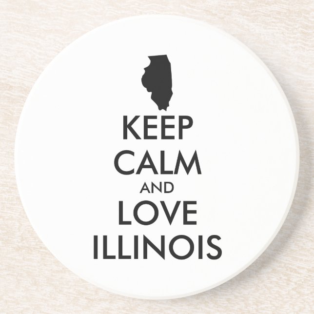 Customisable KEEP CALM and LOVE ILLINOIS Coaster (Front)