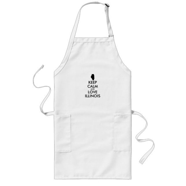 Customisable KEEP CALM and LOVE ILLINOIS Long Apron (Front)