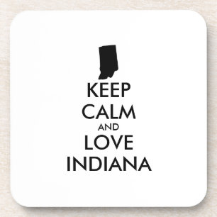 Customisable KEEP CALM and LOVE INDIANA Coaster