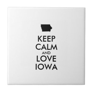 Customisable KEEP CALM and LOVE IOWA Ceramic Tile