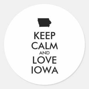Customisable KEEP CALM and LOVE IOWA Classic Round Sticker