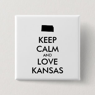 Customisable KEEP CALM and LOVE KANSAS 15 Cm Square Badge
