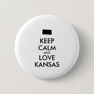 Customisable KEEP CALM and LOVE KANSAS 6 Cm Round Badge