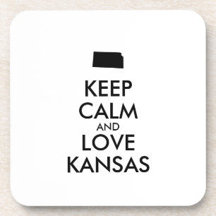 Customisable KEEP CALM and LOVE KANSAS Coaster