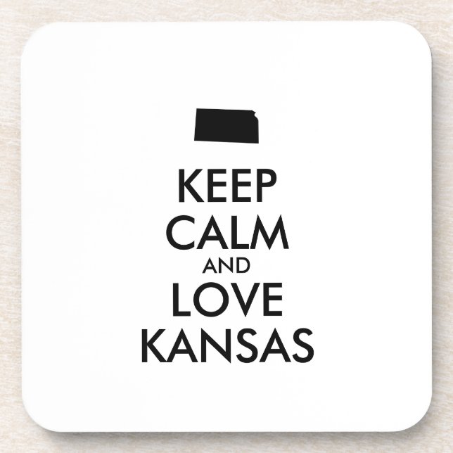 Customisable KEEP CALM and LOVE KANSAS Coaster (Front)
