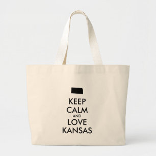Customisable KEEP CALM and LOVE KANSAS Large Tote Bag