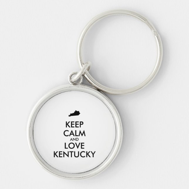Customisable KEEP CALM and LOVE KENTUCKY Key Ring (Front)