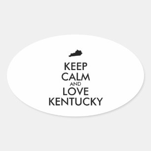Customisable KEEP CALM and LOVE KENTUCKY Oval Sticker
