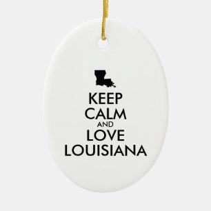 Customisable KEEP CALM and LOVE LOUISIANA Ceramic Ornament