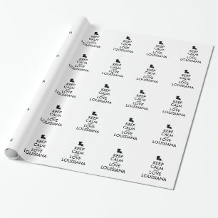 Customisable KEEP CALM and LOVE LOUISIANA Wrapping Paper