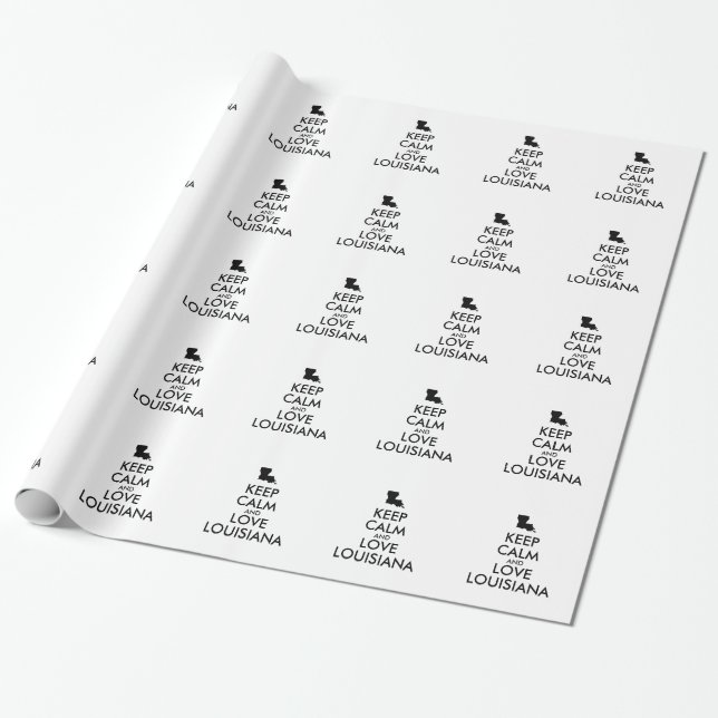 Customisable KEEP CALM and LOVE LOUISIANA Wrapping Paper (Unrolled)