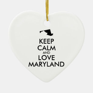 Customisable KEEP CALM and LOVE MARYLAND Ceramic Ornament