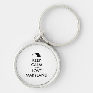 Customisable KEEP CALM and LOVE MARYLAND Key Ring