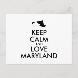 Customisable KEEP CALM and LOVE MARYLAND Postcard