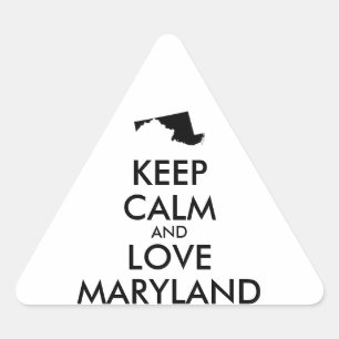 Customisable KEEP CALM and LOVE MARYLAND Triangle Sticker