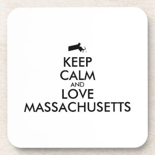 Customisable KEEP CALM and LOVE MASSACHUSETTS Coaster
