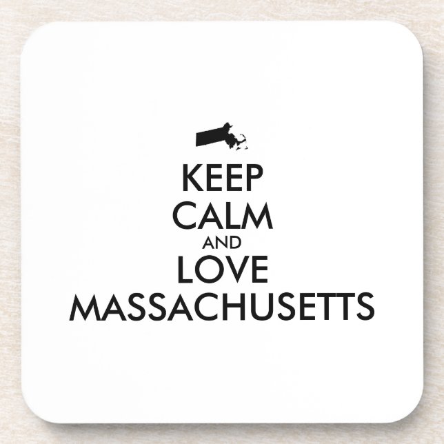 Customisable KEEP CALM and LOVE MASSACHUSETTS Coaster (Front)