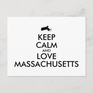 Customisable KEEP CALM and LOVE MASSACHUSETTS Postcard