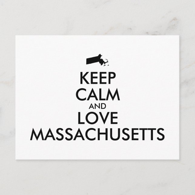 Customisable KEEP CALM and LOVE MASSACHUSETTS Postcard (Front)