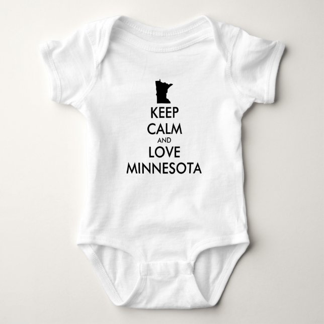 Customisable KEEP CALM and LOVE MINNESOTA Baby Bodysuit (Front)
