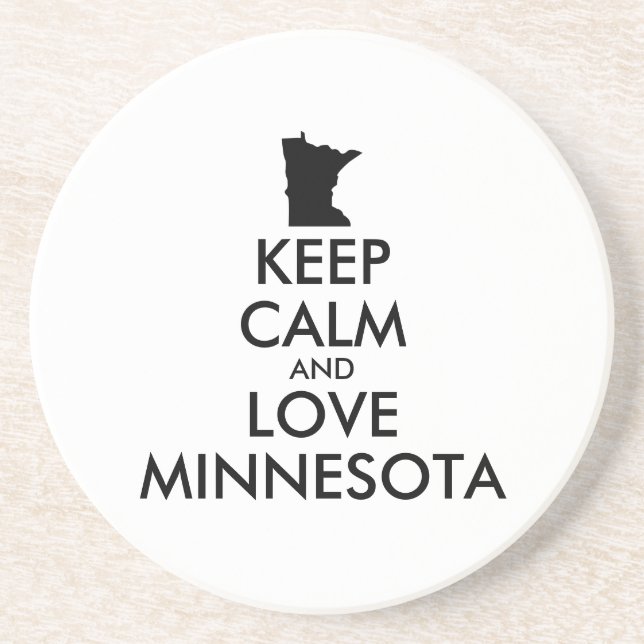 Customisable KEEP CALM and LOVE MINNESOTA Coaster (Front)