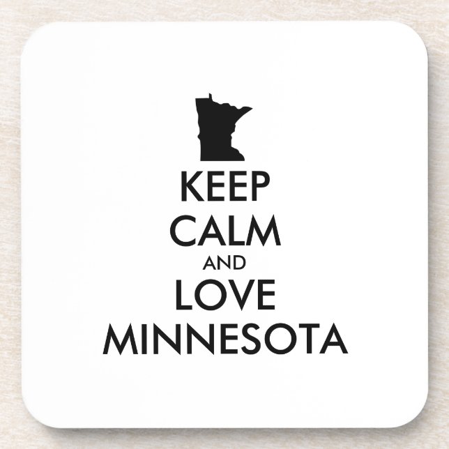 Customisable KEEP CALM and LOVE MINNESOTA Coaster (Front)