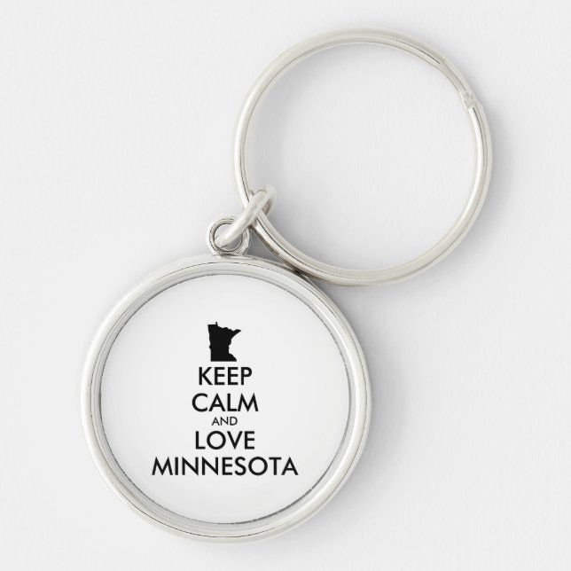 Customisable KEEP CALM and LOVE MINNESOTA Key Ring (Front)