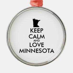 Customisable KEEP CALM and LOVE MINNESOTA Metal Ornament