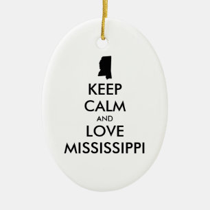 Customisable KEEP CALM and LOVE MISSISSIPPI Ceramic Tree Decoration