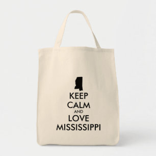 Customisable KEEP CALM and LOVE MISSISSIPPI Tote Bag