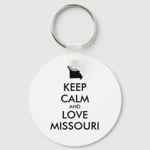 Customisable KEEP CALM and LOVE MISSOURI Key Ring
