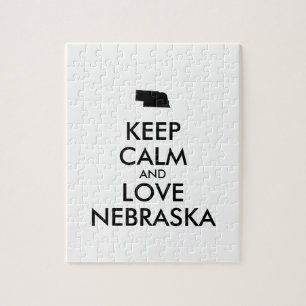 Customisable KEEP CALM and LOVE NEBRASKA Jigsaw Puzzle