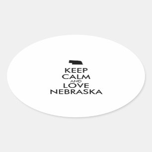 Customisable KEEP CALM and LOVE NEBRASKA Oval Sticker