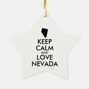 Customisable KEEP CALM and LOVE NEVADA Ceramic Ornament