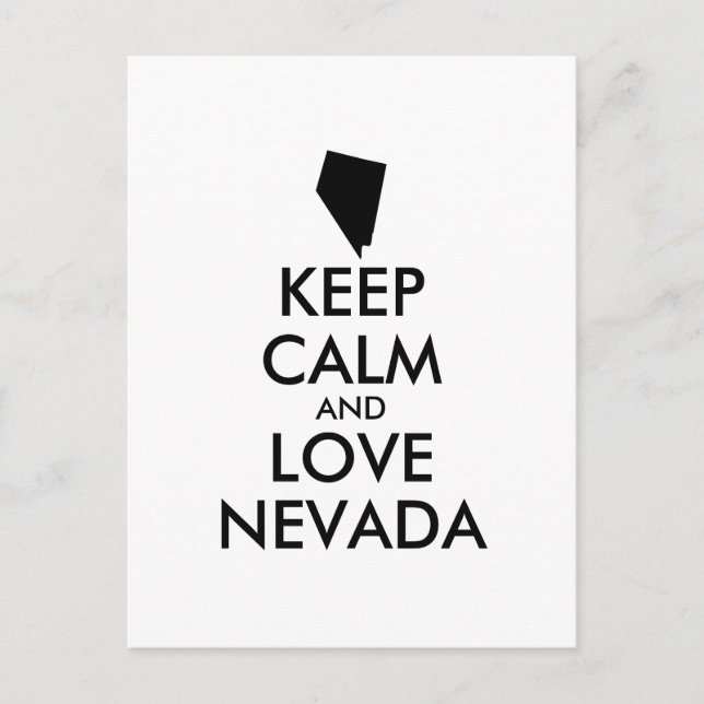 Customisable KEEP CALM and LOVE NEVADA Postcard (Front)