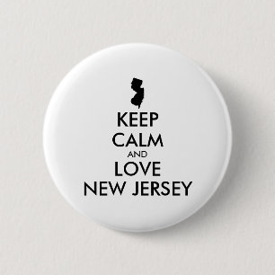 Customisable KEEP CALM and LOVE NEW JERSEY 6 Cm Round Badge