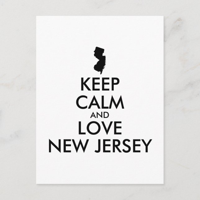 Customisable KEEP CALM and LOVE NEW JERSEY Postcard (Front)
