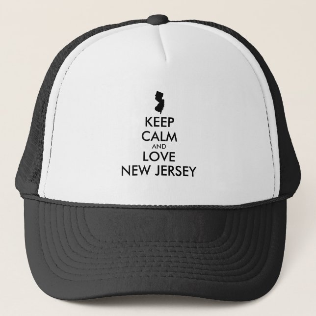 Customisable KEEP CALM and LOVE NEW JERSEY Trucker Hat (Front)