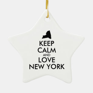 Customisable KEEP CALM and LOVE NEW YORK Ceramic Tree Decoration