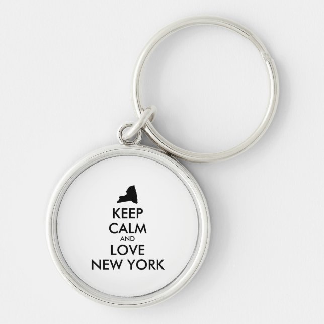 Customisable KEEP CALM and LOVE NEW YORK Key Ring (Front)