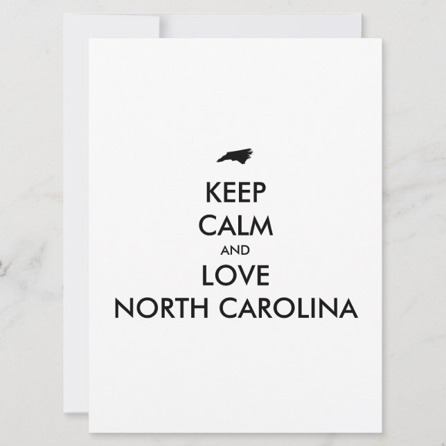 Customisable KEEP CALM and LOVE NORTH CAROLINA (Front)
