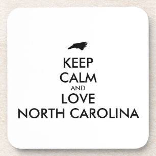 Customisable KEEP CALM and LOVE NORTH CAROLINA Coaster