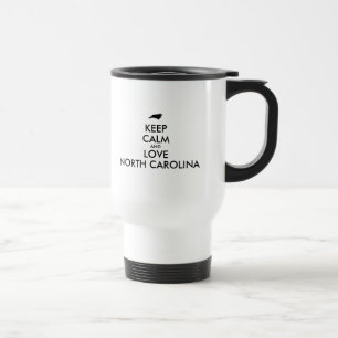 Customisable KEEP CALM and LOVE NORTH CAROLINA Travel Mug