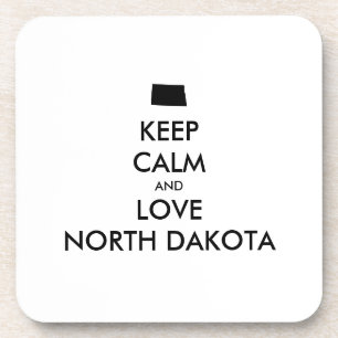 Customisable KEEP CALM and LOVE NORTH DAKOTA Coaster