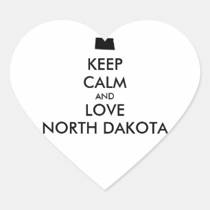 Customisable KEEP CALM and LOVE NORTH DAKOTA Heart Sticker