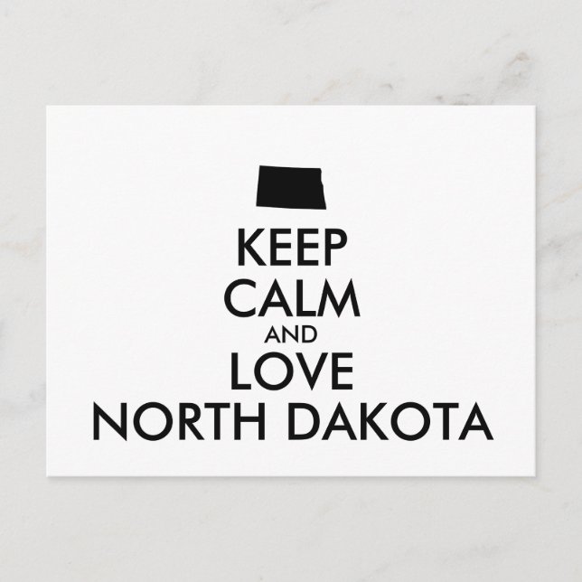 Customisable KEEP CALM and LOVE NORTH DAKOTA Postcard (Front)