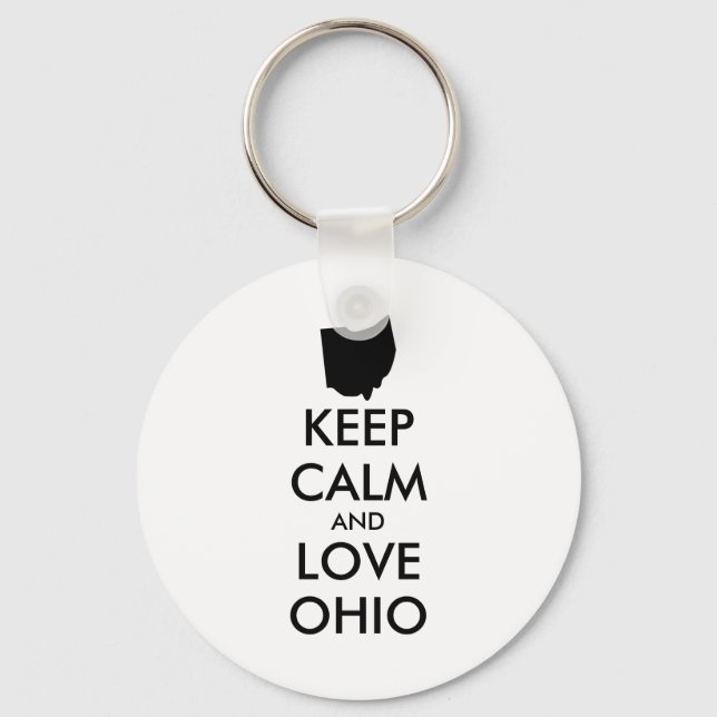 Customisable KEEP CALM and LOVE OHIO Key Ring (Front)
